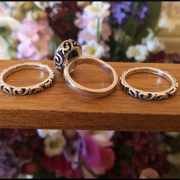 Vintage Silpada Sterling Silver Smoky Quartz Ring Set R1384 Size 6 - Picture 13 of 16